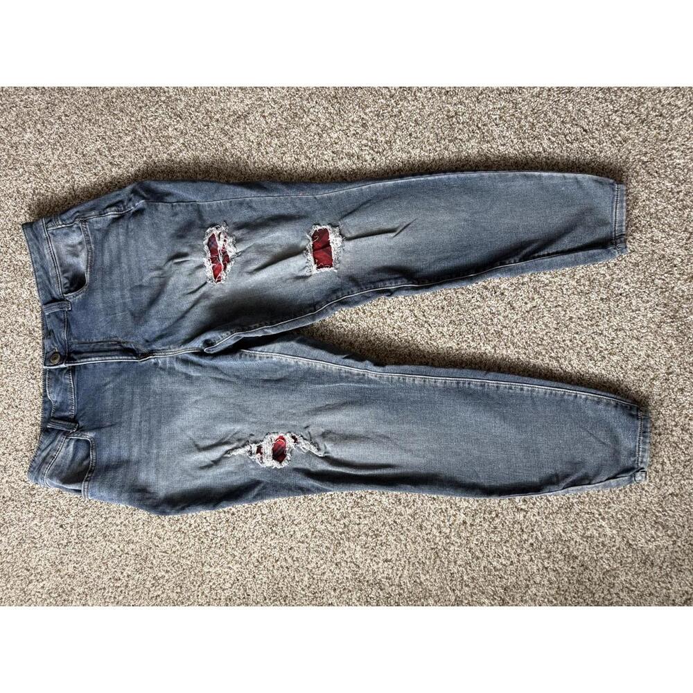 MJeans Maurices Women's Comfort Buffalo Plaid High Rise Flannel Jeans XL Reg